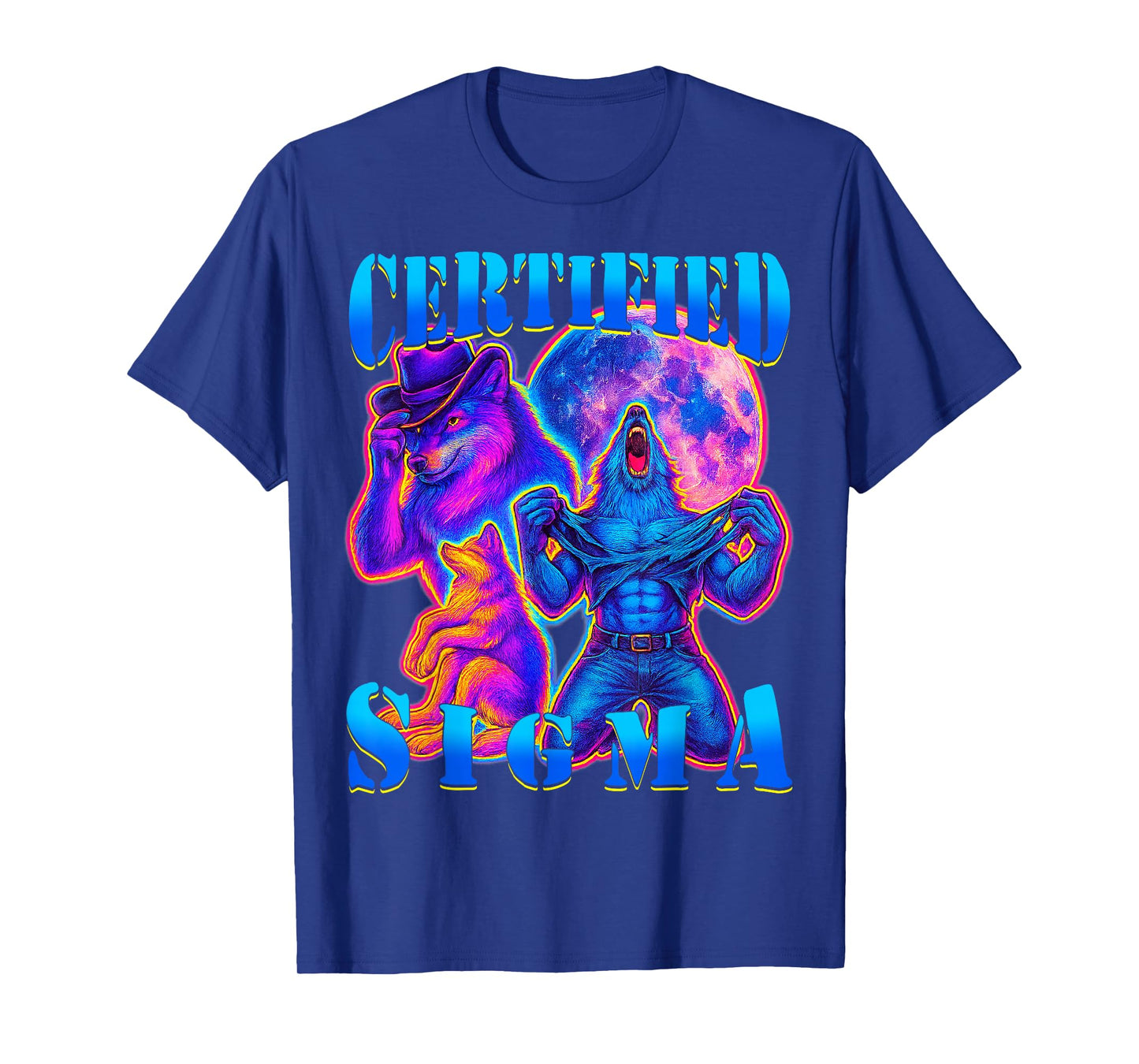 Certified Sigma Wolf Funny Meme Alpha Grindset Retro Bootleg T-Shirt