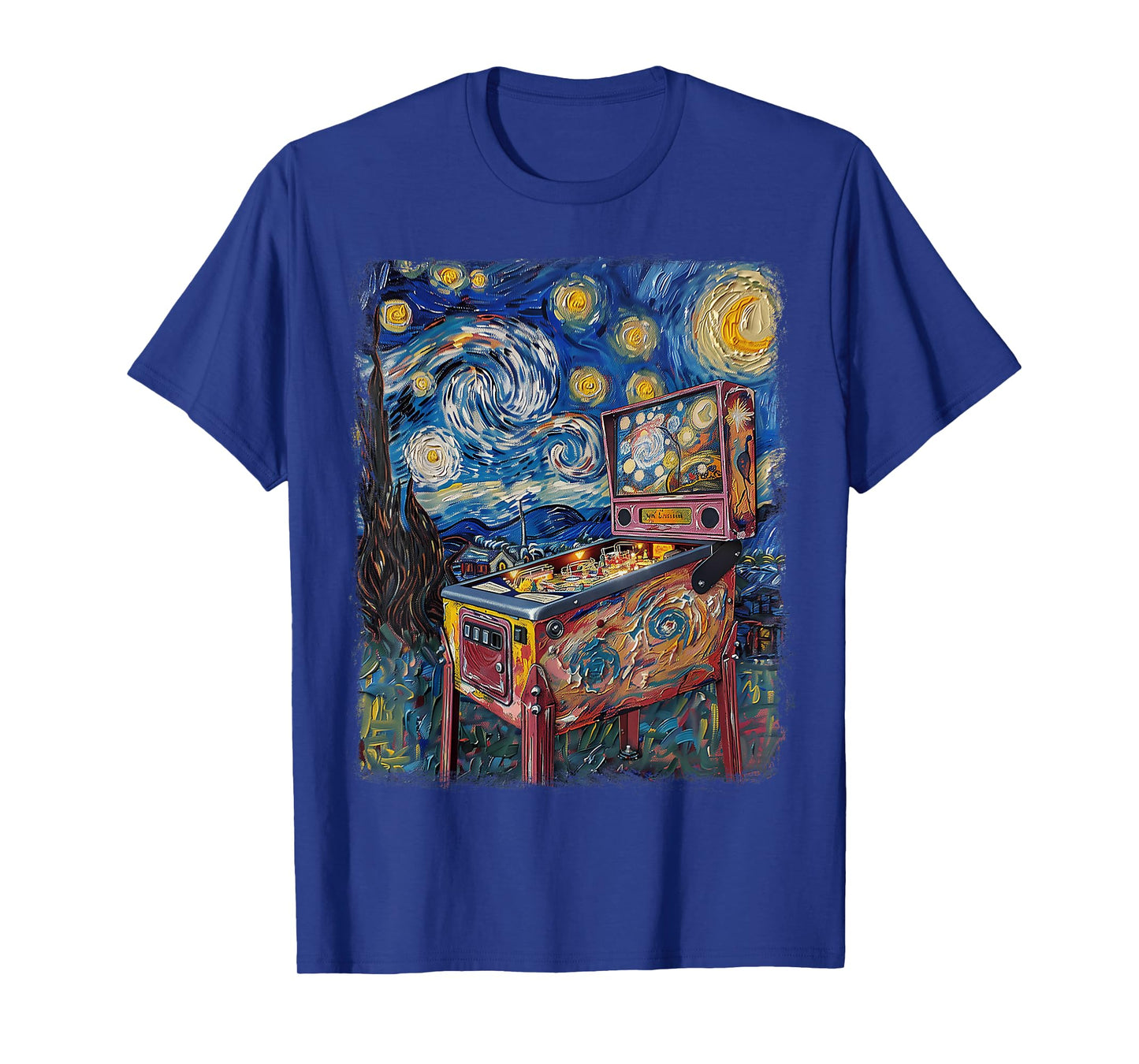 Pinball Arcade Game Machine Starry Night Painting T-Shirt