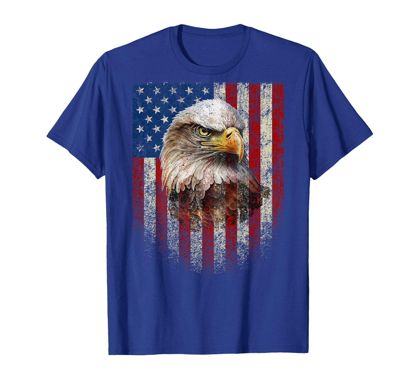(Art on Back) Patriotic US Flag with American Eagle T-Shirt