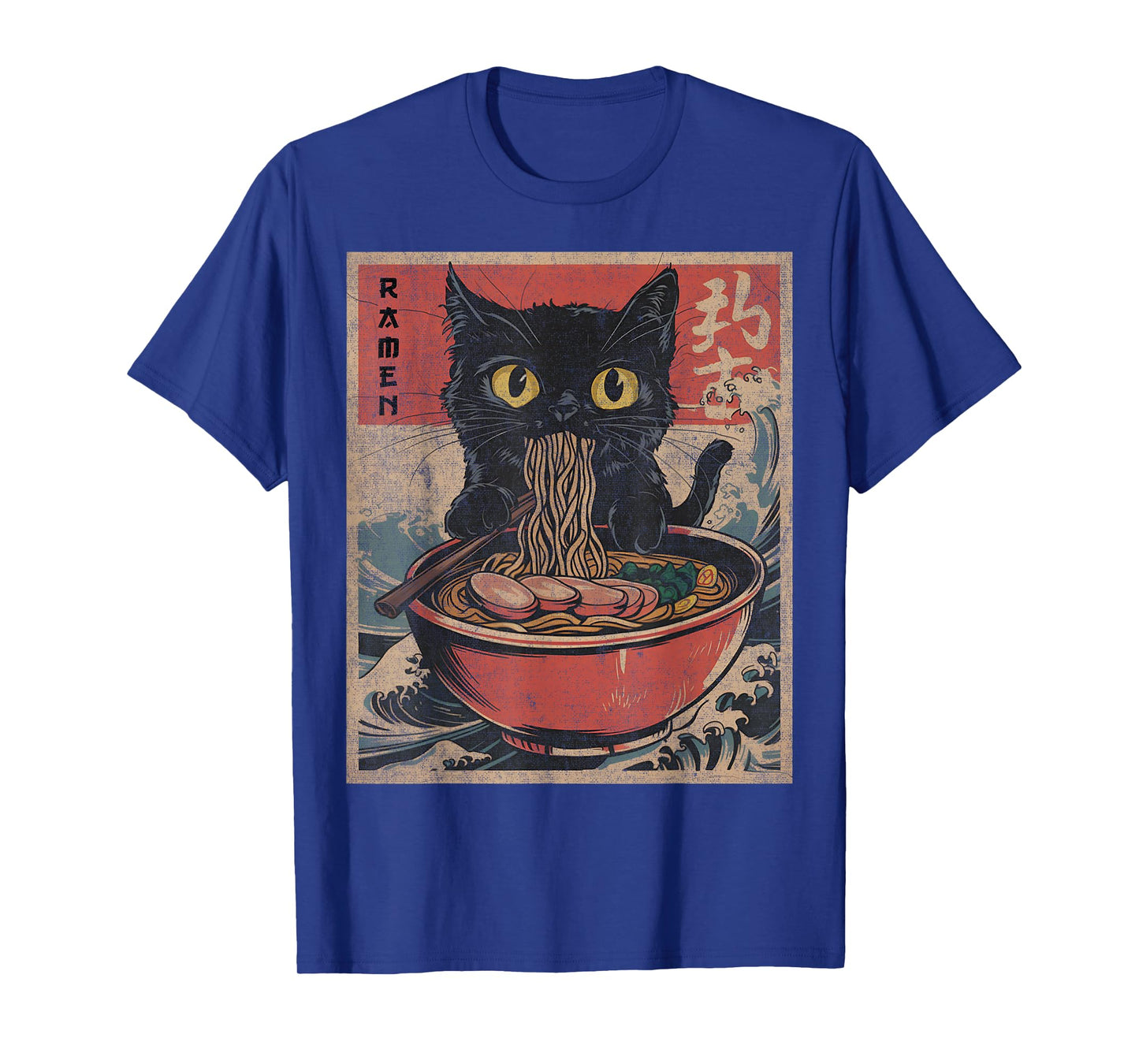 cat eating ramen shirt Japanese Funny Graphic Kawaii Noodles T-Shirt