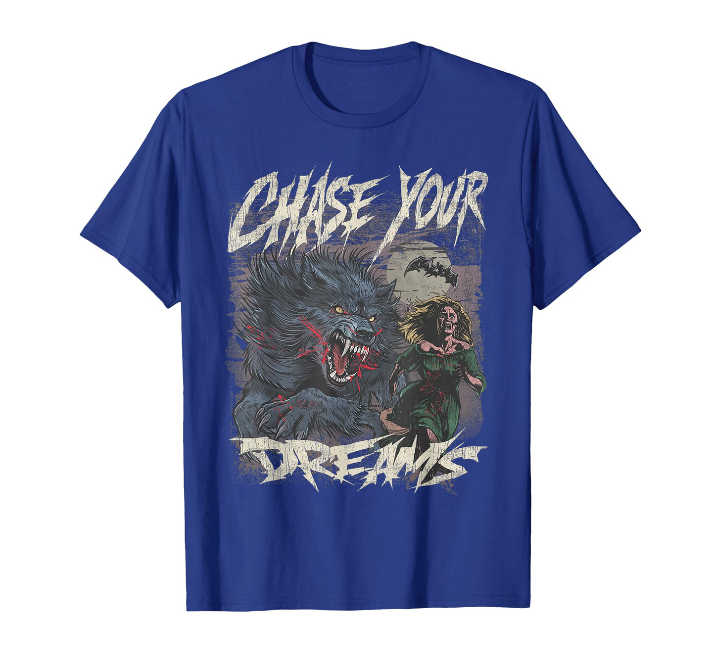 Chase Your Dreams Funny Werewolf Horror Retro Art T-Shirt