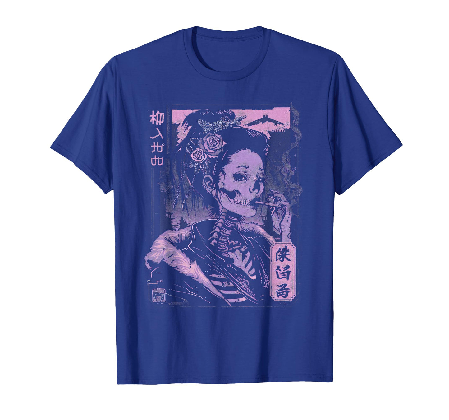 Anime Japanese Goth Cyberpunk City Skull Vintage Gothic Art T-Shirt