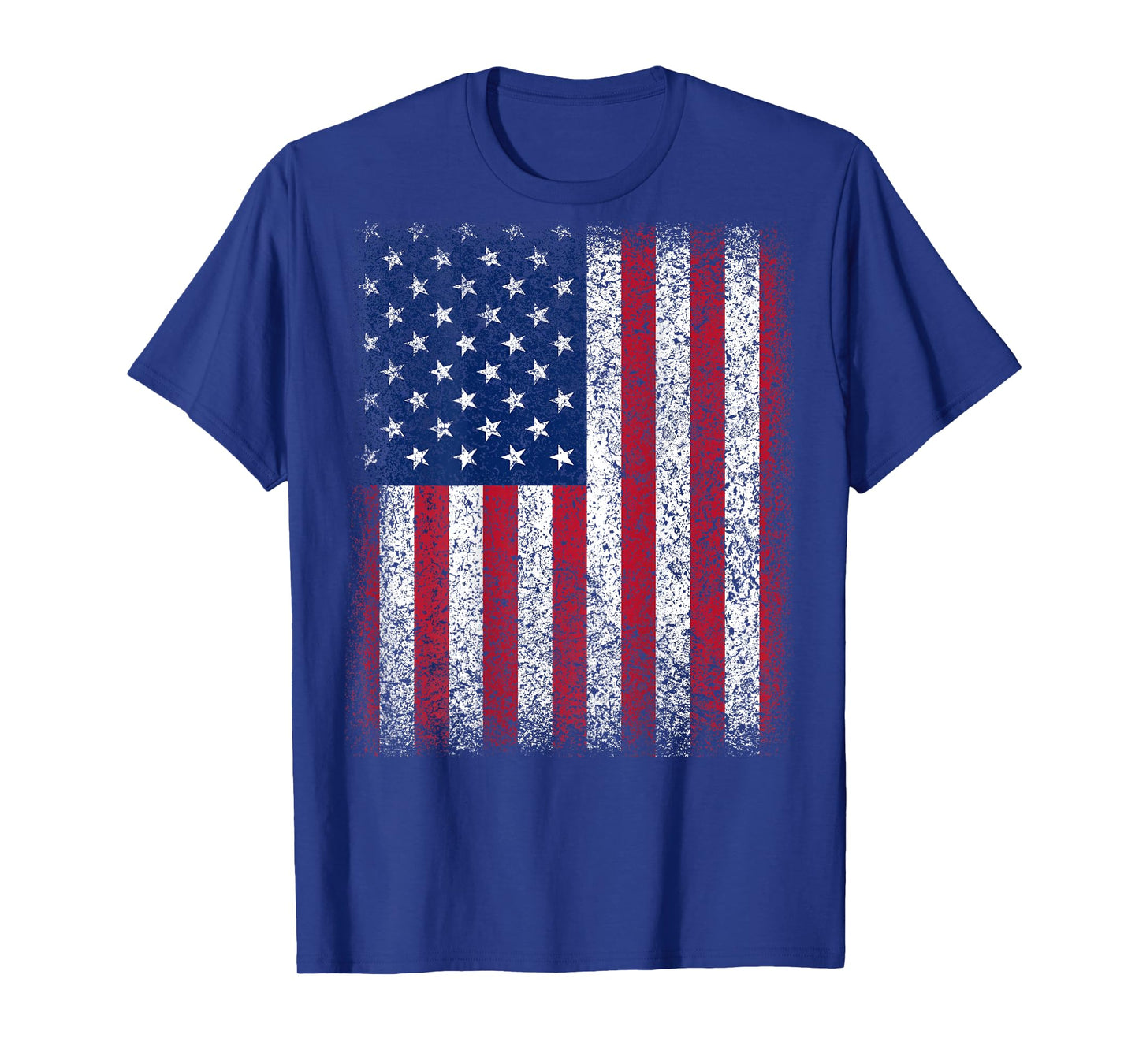 (Art on Back) American Flag Patriotic Red White Blue T-Shirt