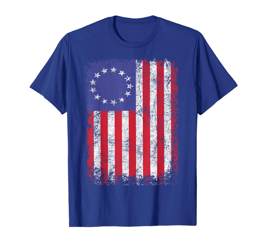 4th of July Patriotic Betsy Ross battle flag 13 colonies T-Shirt