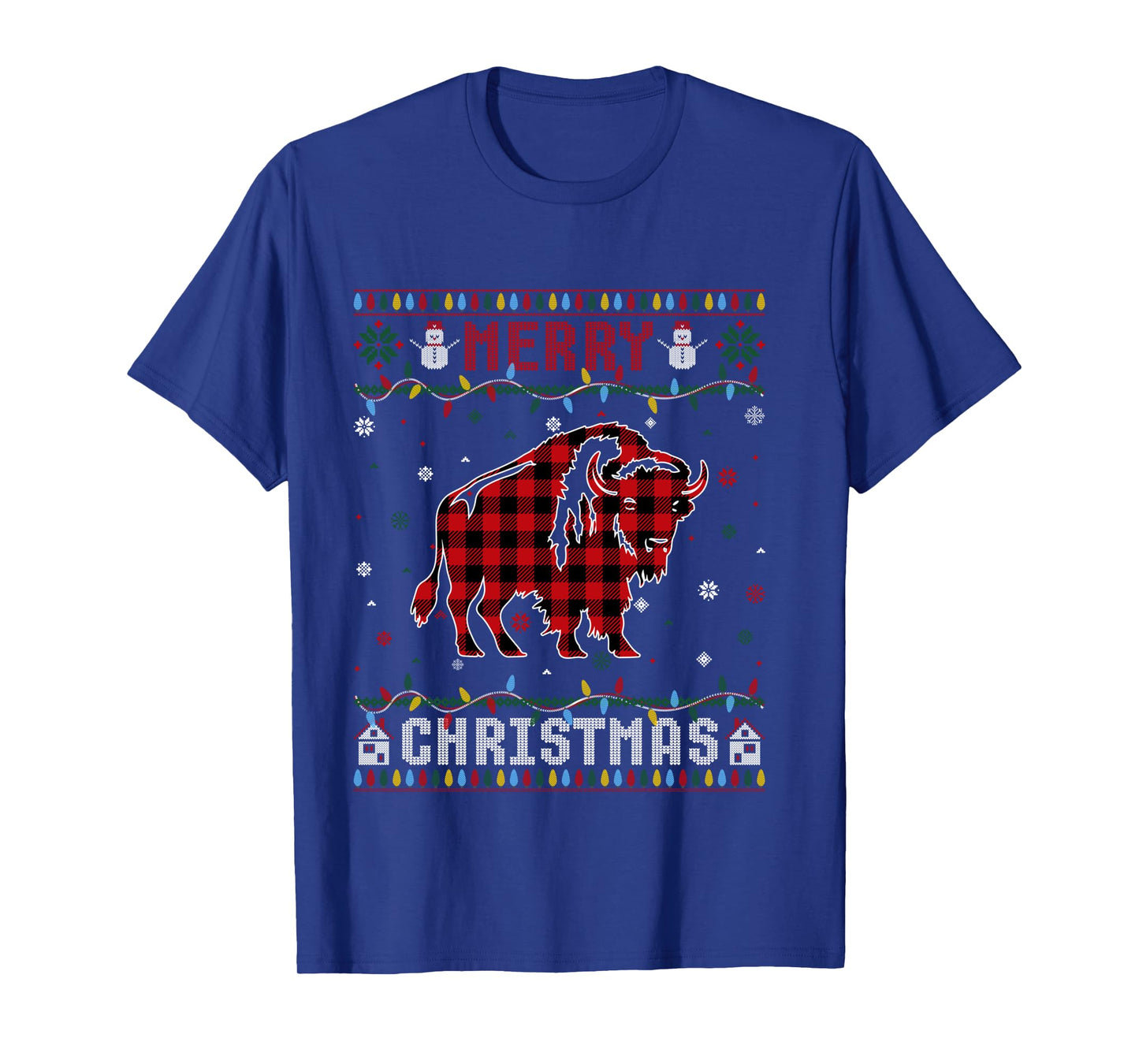 Funny Xmas Lighting Bison Lovers Ugly Christmas Sweater Long Sleeve T-Shirt