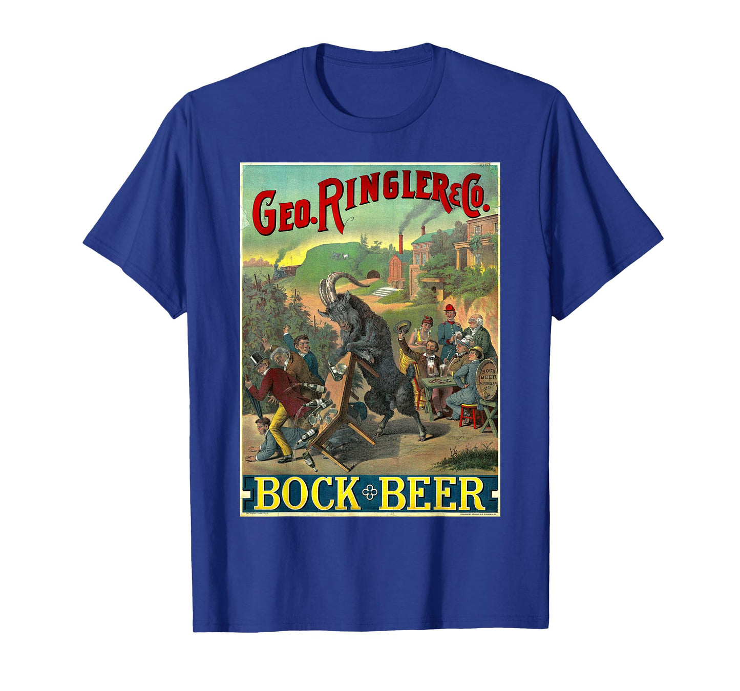 Black Goat Bock Beer Knocking Over Table of Wine T-Shirt