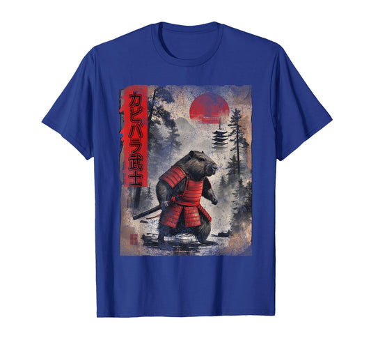Samurai Japanese Ukiyo-e Art Vintage Graphic Funny Capybara T-Shirt