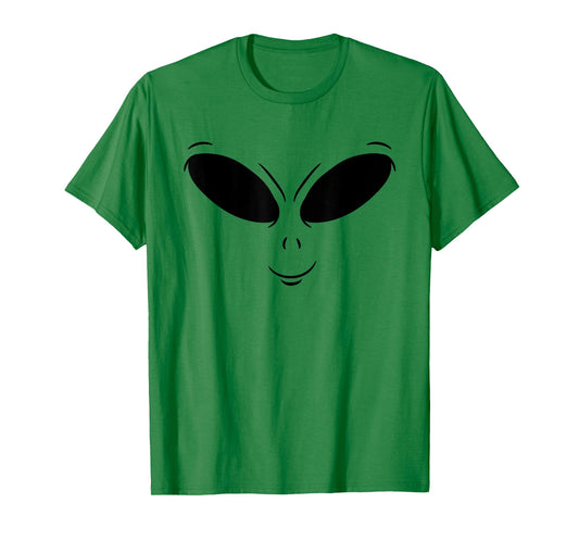 Green Alien Face Halloween Cosmic Galaxy Lazy DIY Costume T-Shirt
