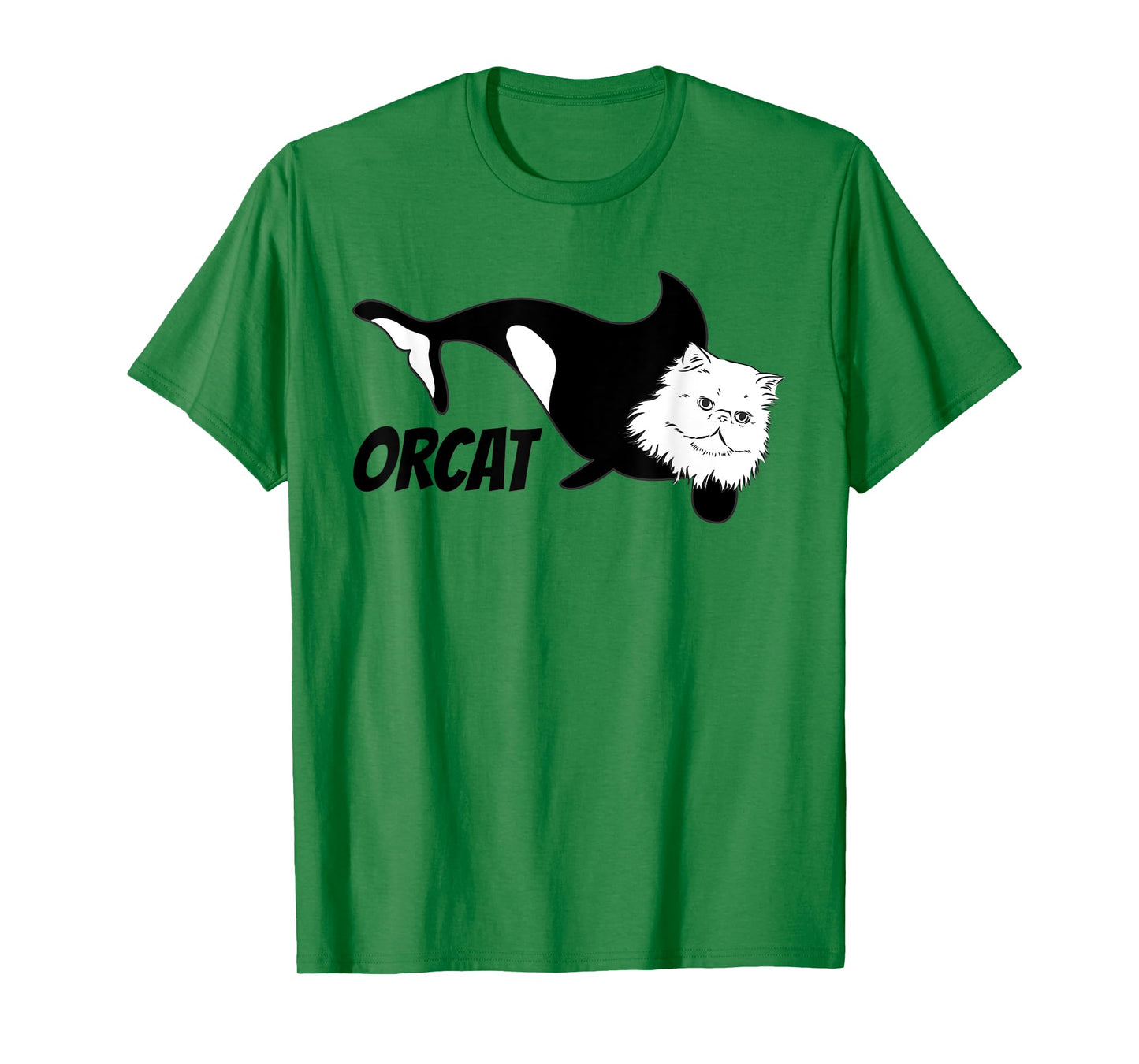Funny orcat orca whale cat orcat pun joke fish cats feline T-Shirt for Men Women Kids
