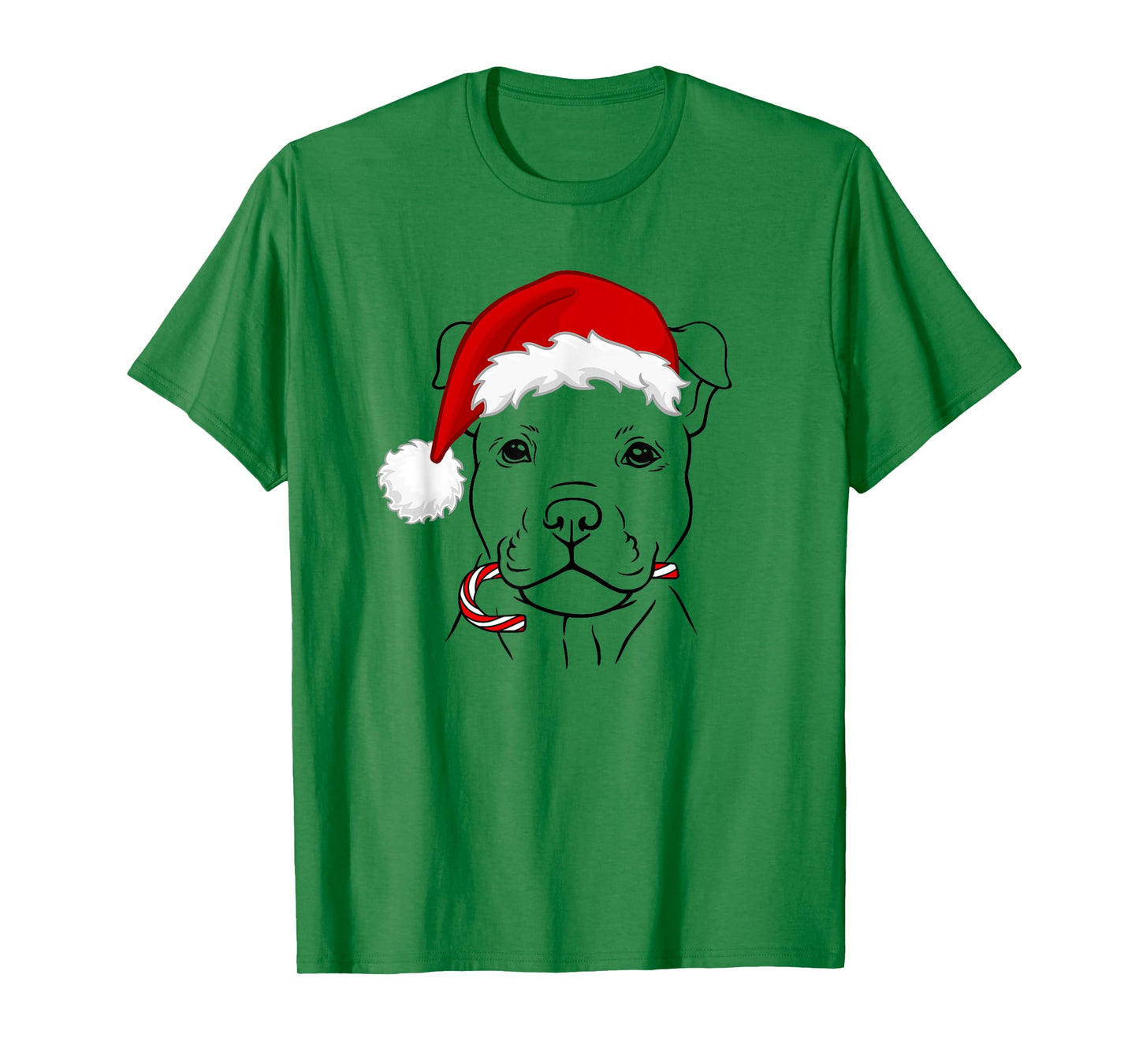 Christmas Puppy with Santa Hat and Candy Cane - Dog Lovers Men Women Kids T-Shirt