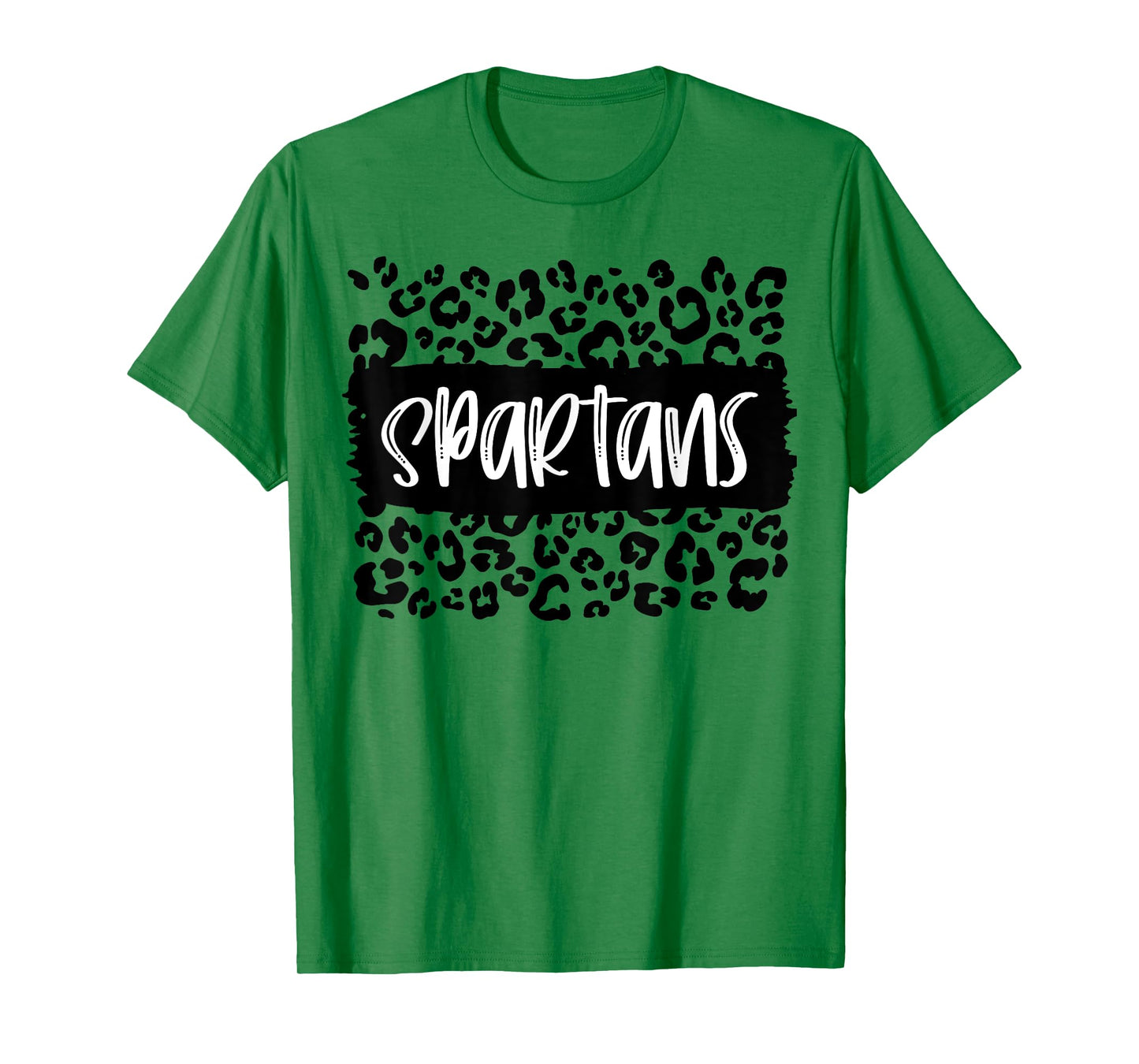 Spartans Team Mascot School Spirit Game Night Leopard Print T-Shirt