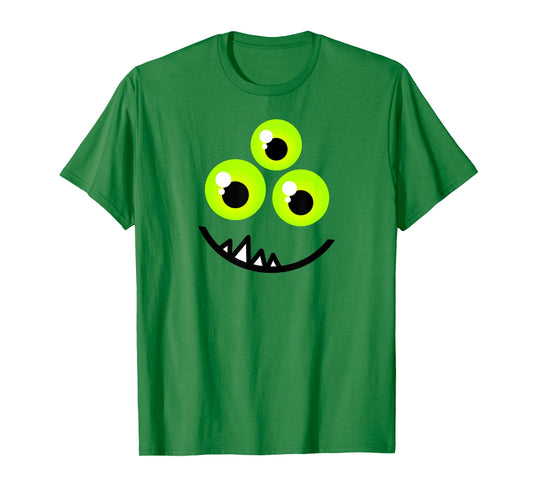 Cute One Eyed Monster Face Green Eyes Halloween Costume T-Shirt
