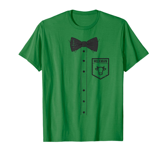 Halloween Milkman Pocket Funny Milk Costume Uniform Dad Men T-Shirt
