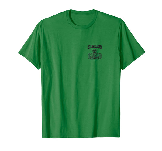 Black Airborne Jumpmaster Badge with Flag T-Shirt