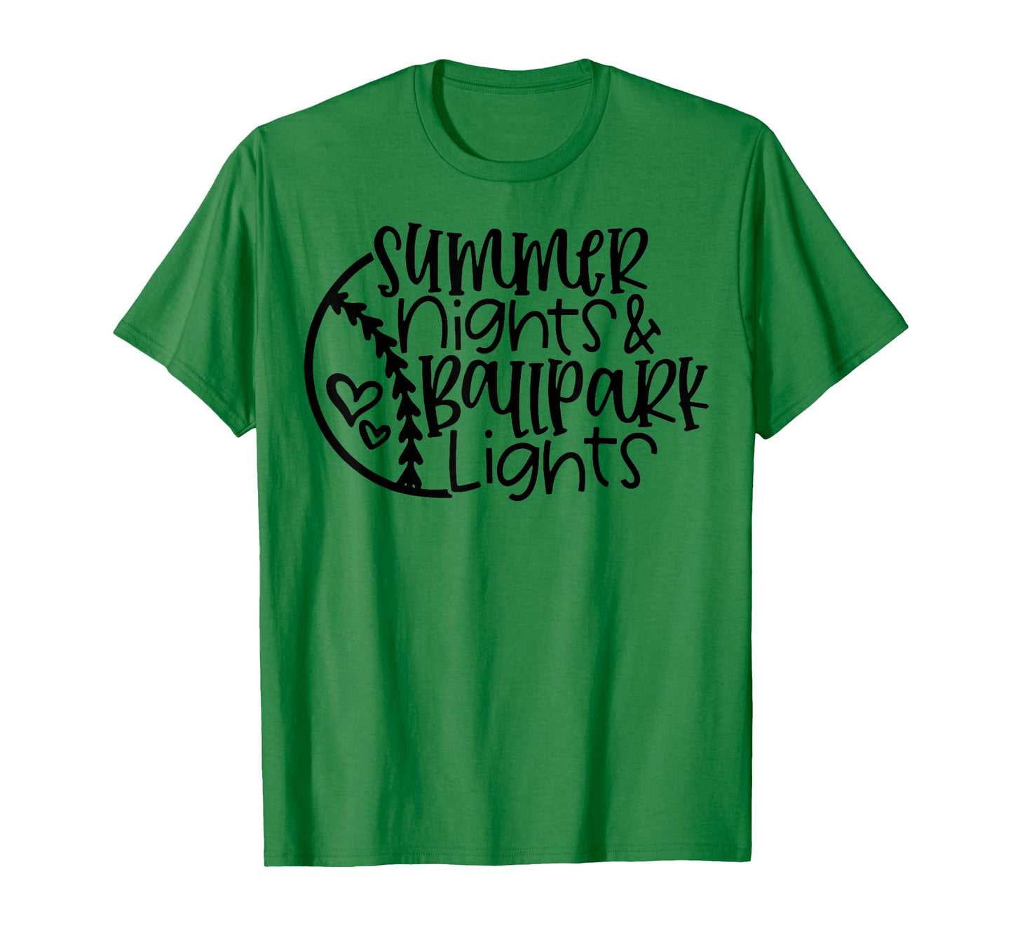 Summer Nights And Ballpark Lights Women Baseball Heart Quote T-Shirt
