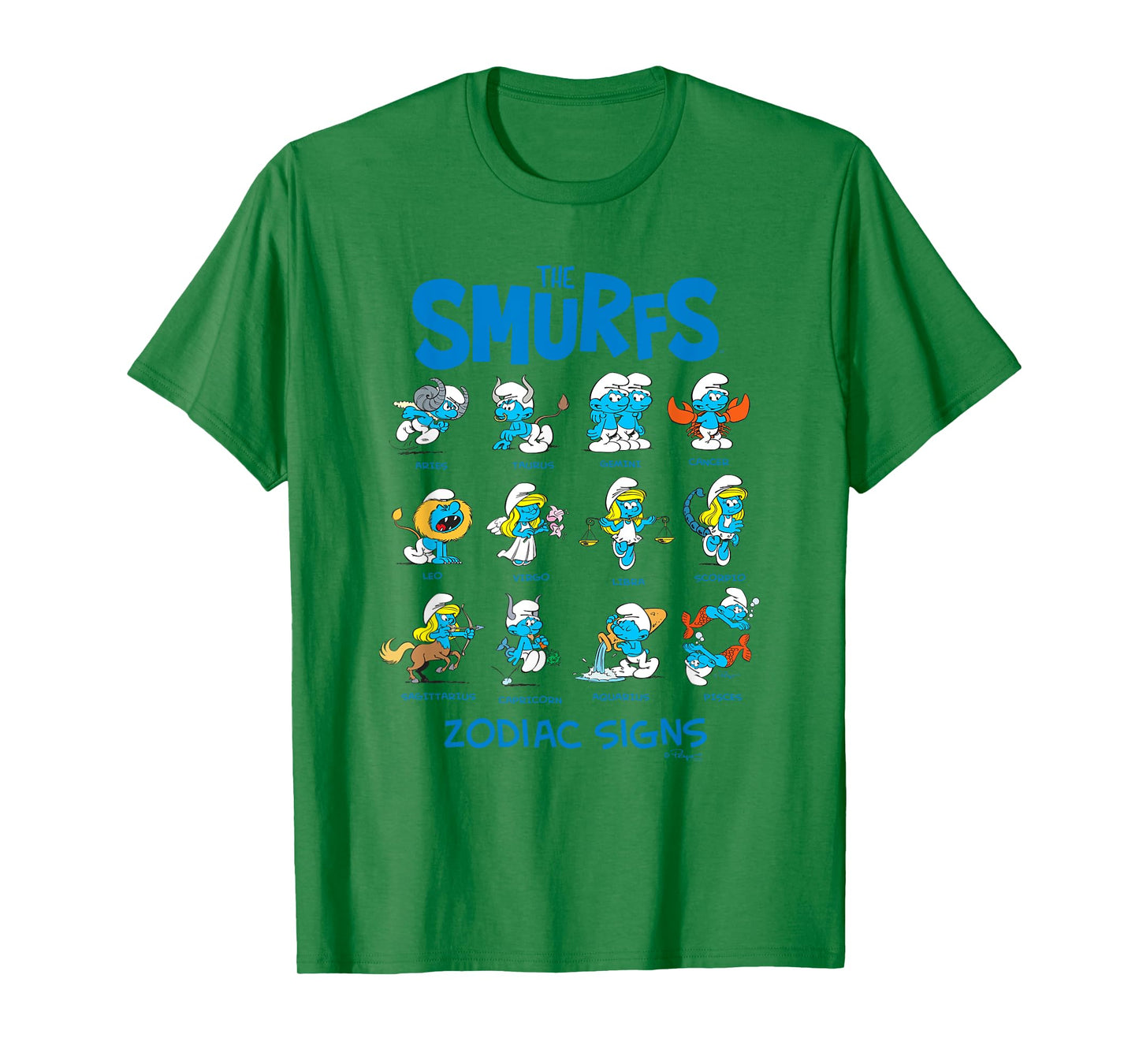 The Smurfs Zodiac Signs Cute Retro Cartoon T-Shirt