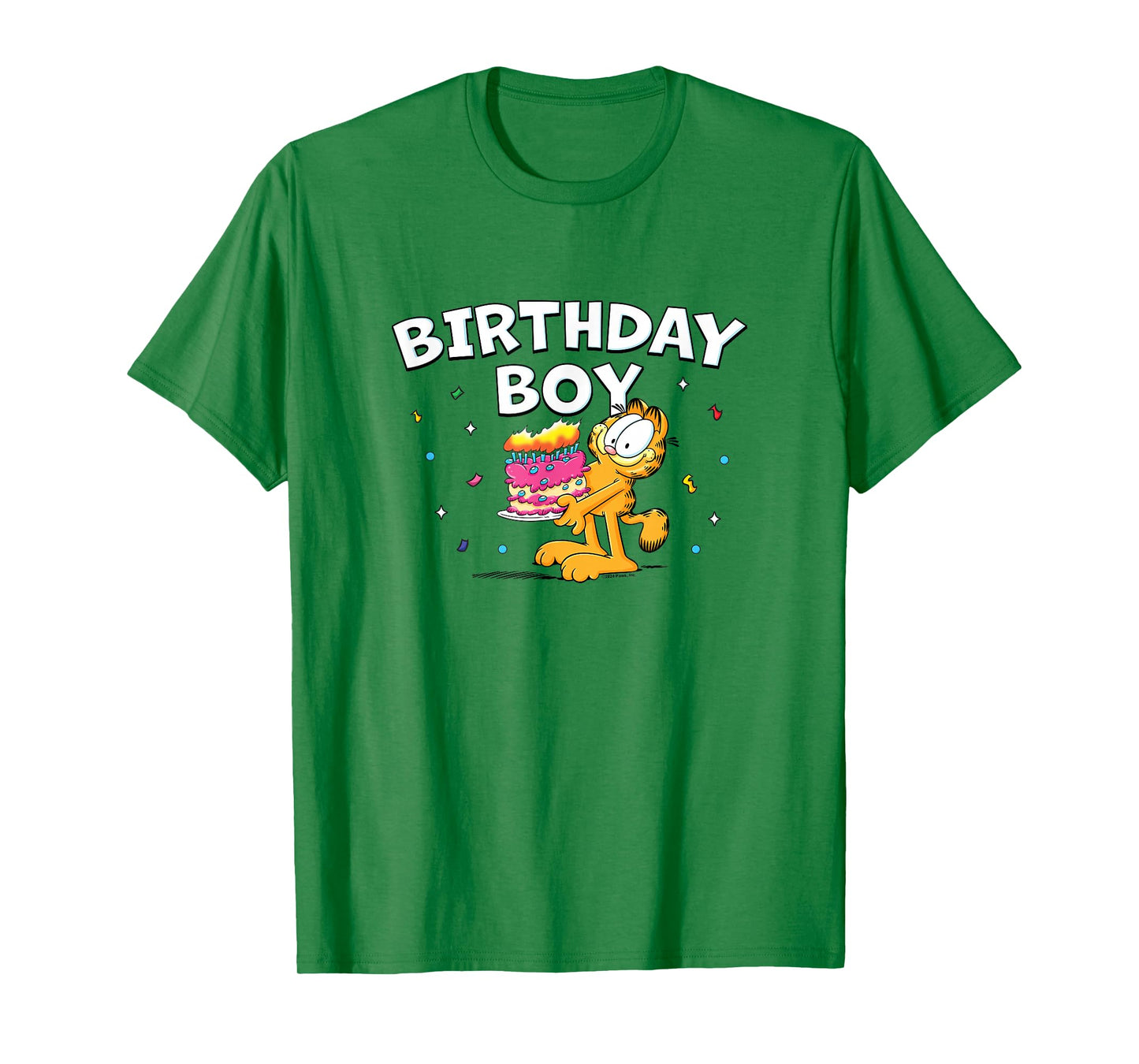 Garfield Birthday Boy Cake & Confetti Celebration Logo T-Shirt