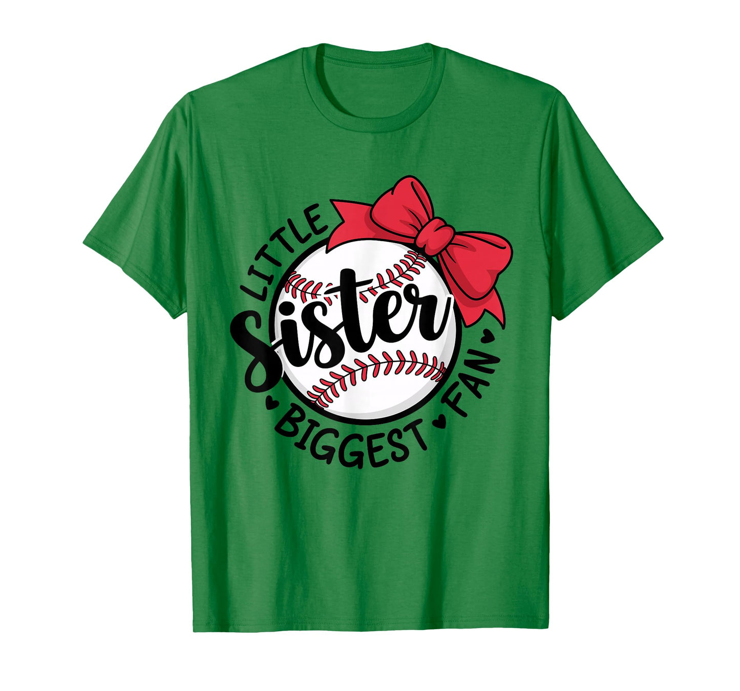 Baseball Little Sister Biggest Fan Bow Baseball Sister T-Shirt