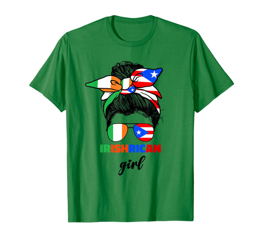 Half Irish And Puerto Rican Rico Ireland Flag Girl For Women T-Shirt