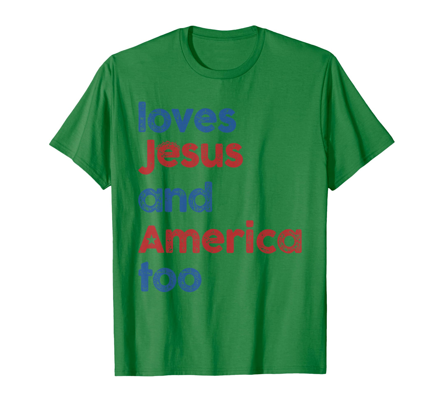 Retro Loves Jesus and America Too 4th Of July Gifts T-Shirt T-Shirt