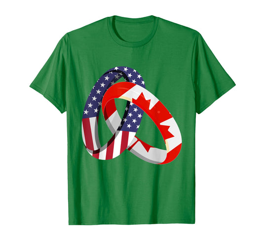 Canadian American Ring Heritage Month Patriot Flags T-Shirt