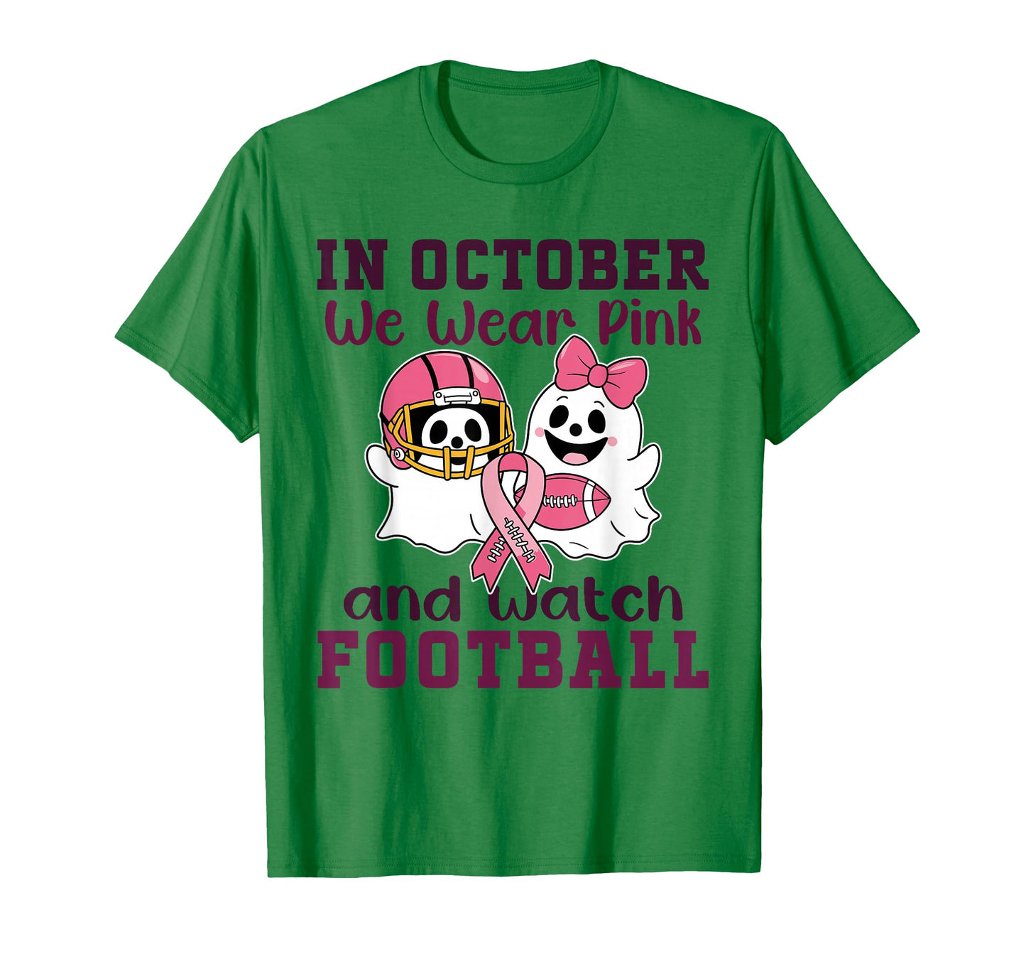 Football Breast Cancer Halloween in October we wear Pink Out T-Shirt