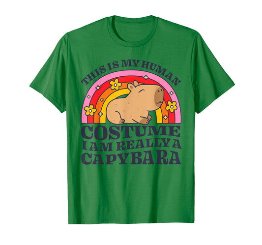 This Is My Human Costume I Am Really A Capybara Rodent Funny T-Shirt