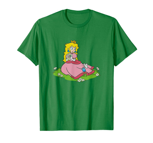 Super Mario Bros Princess Peach Beautiful Flowers Portrait T-Shirt