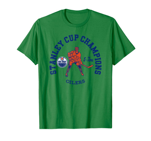 Edmonton Oilers Stanley Cup Champions 5-Time Gray NHL T-Shirt