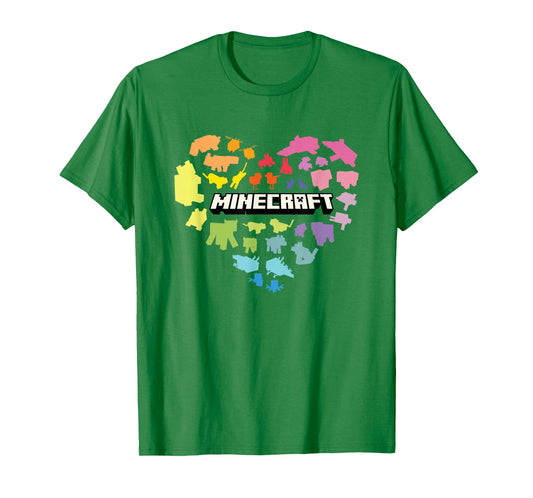 Minecraft Valentine's Day Heart Shaped Rainbow Icons T-Shirt