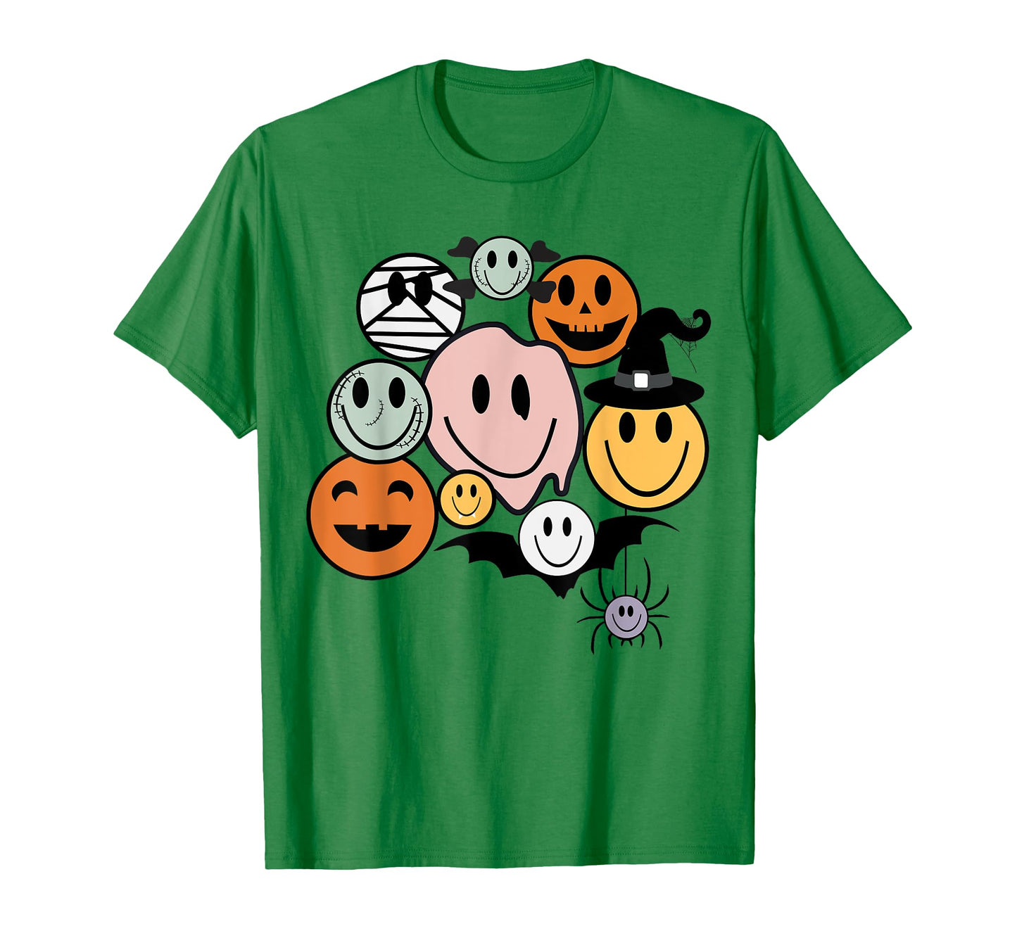 Funny Retro Halloween Smile Face Spooky Men Women Boy Girl T-Shirt