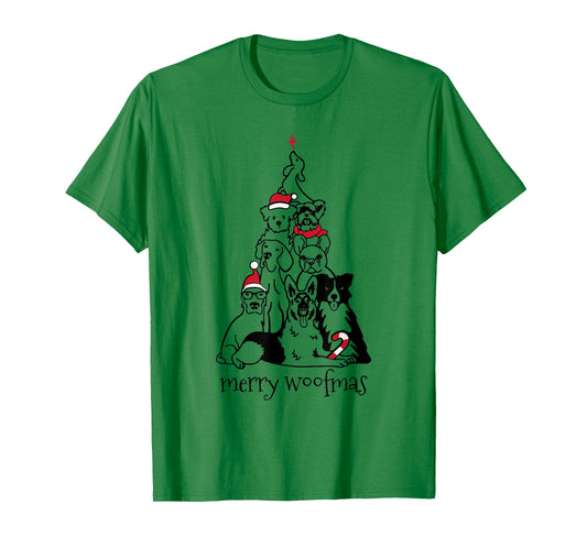 Merry Woofmas Dog Christmas Tree T-Shirt