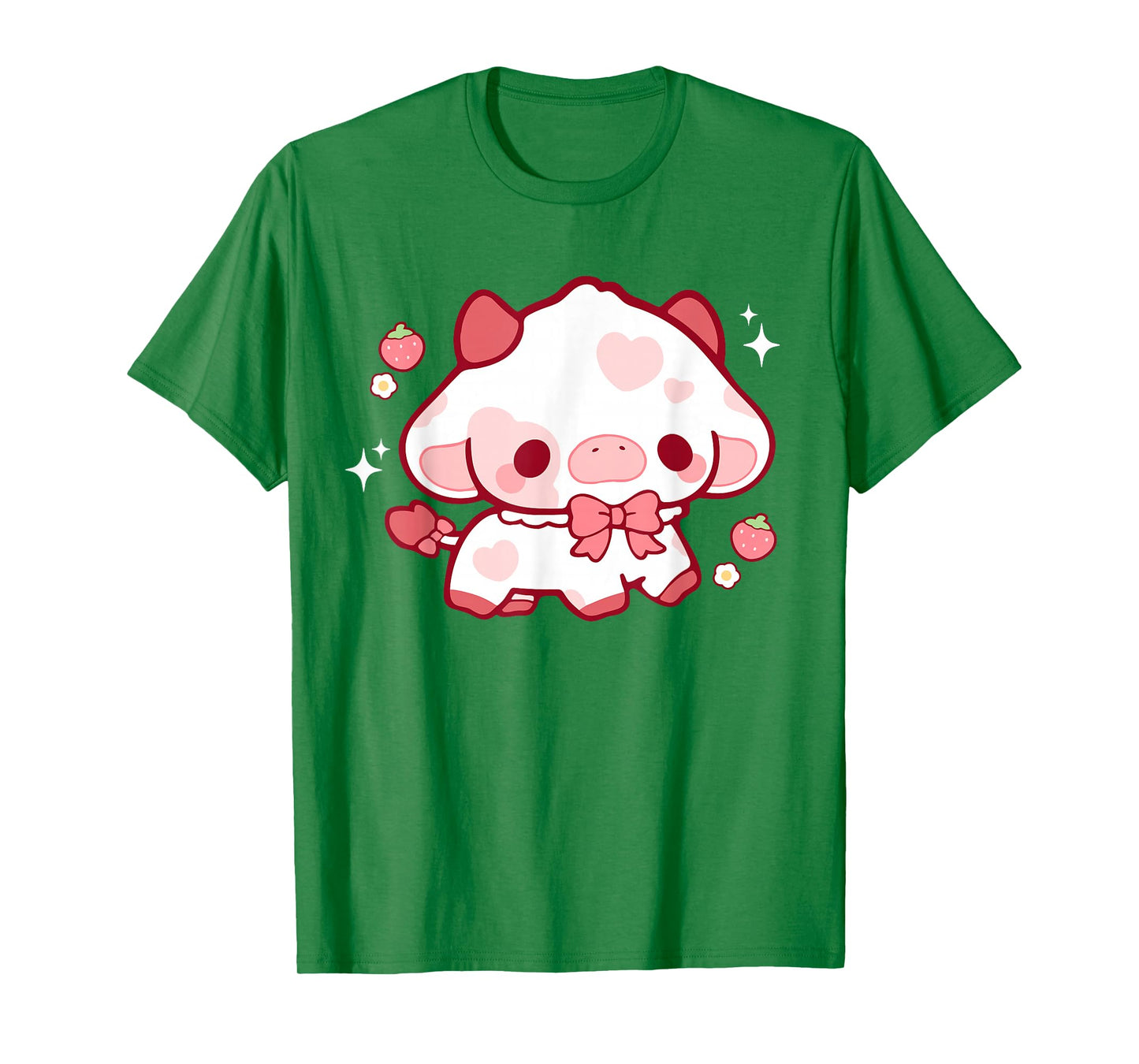 Kawaii Cow Strawberry Cute Aesthetic Anime Girls Teens Kids T-Shirt