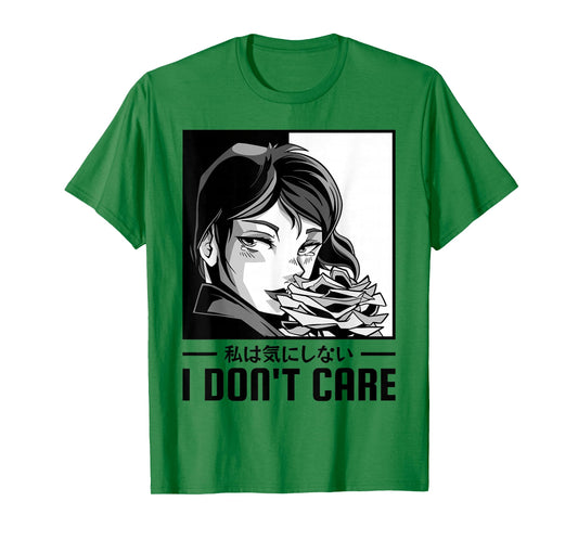 I Don't Care Anime Girl, Aesthetic Soft Grunge T-Shirt