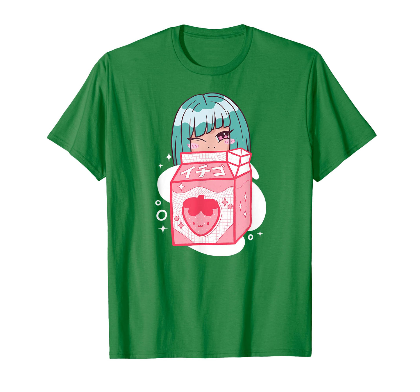 Cute Anime Kawaii Girl with Strawberry Milk - Kawaii Anime T-Shirt
