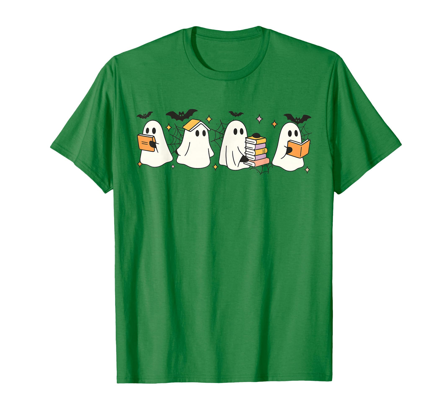 Ghosts Reading Books Library Halloween Teacher Men Women Kid T-Shirt