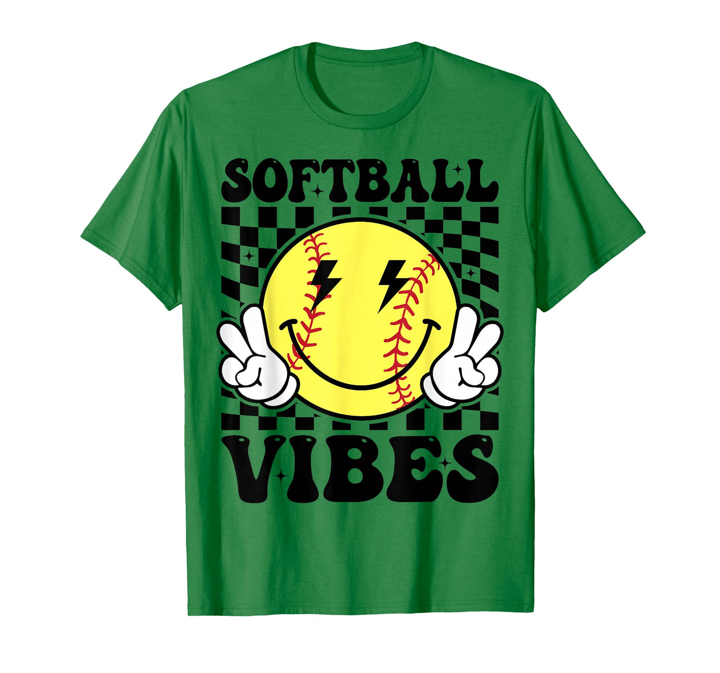 Softball Vibes Softball Retro Groovy Game Day Girls Women T-Shirt