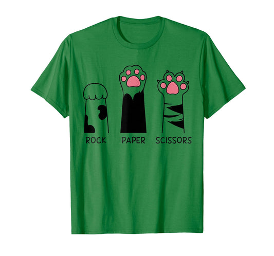 Rock Paper Scissors Cat Paws Cute Kitten Lover Cat T-Shirt