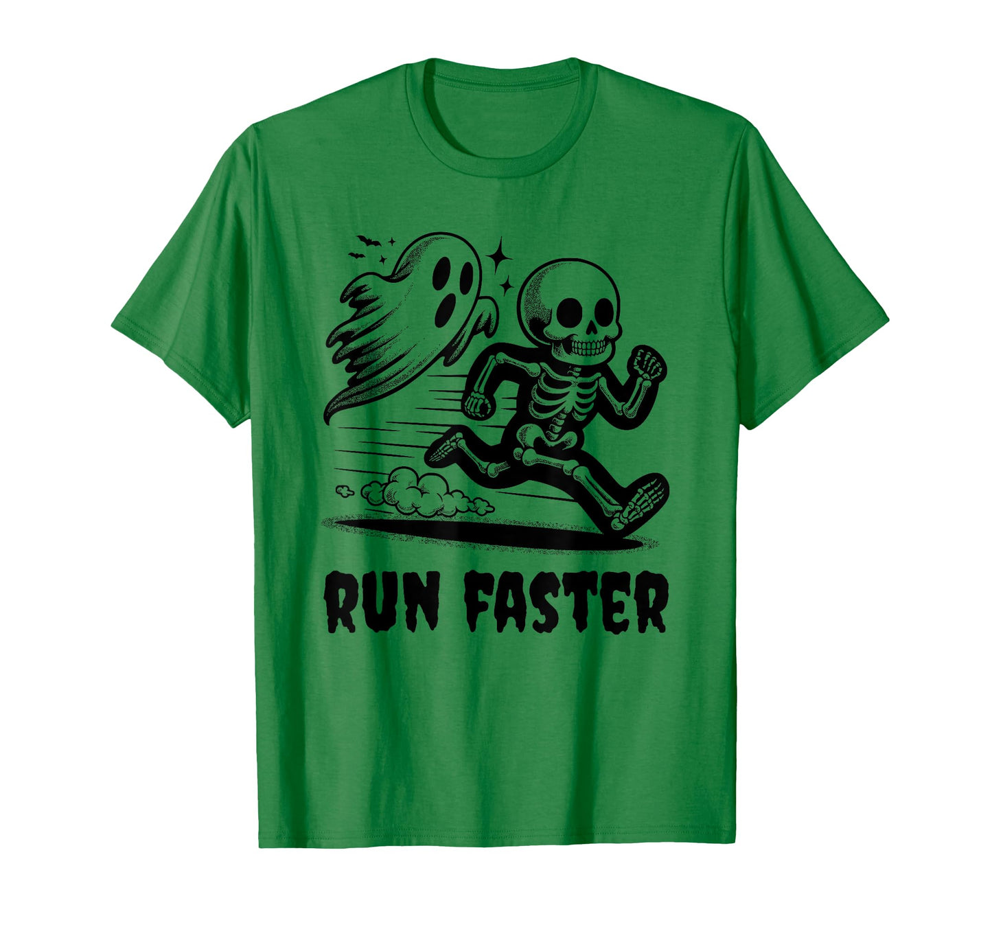 Skeleton and Ghost Running Funny Runner and Halloween T-Shirt