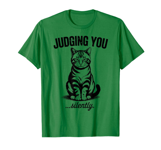 Funny Cat I'm Silently Judging You Daddy Tabby Cat Mom Dad T-Shirt
