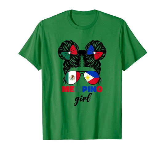Half Mexican and Filipino Mexico Flag Mexipino Girl Kids Pun T-Shirt