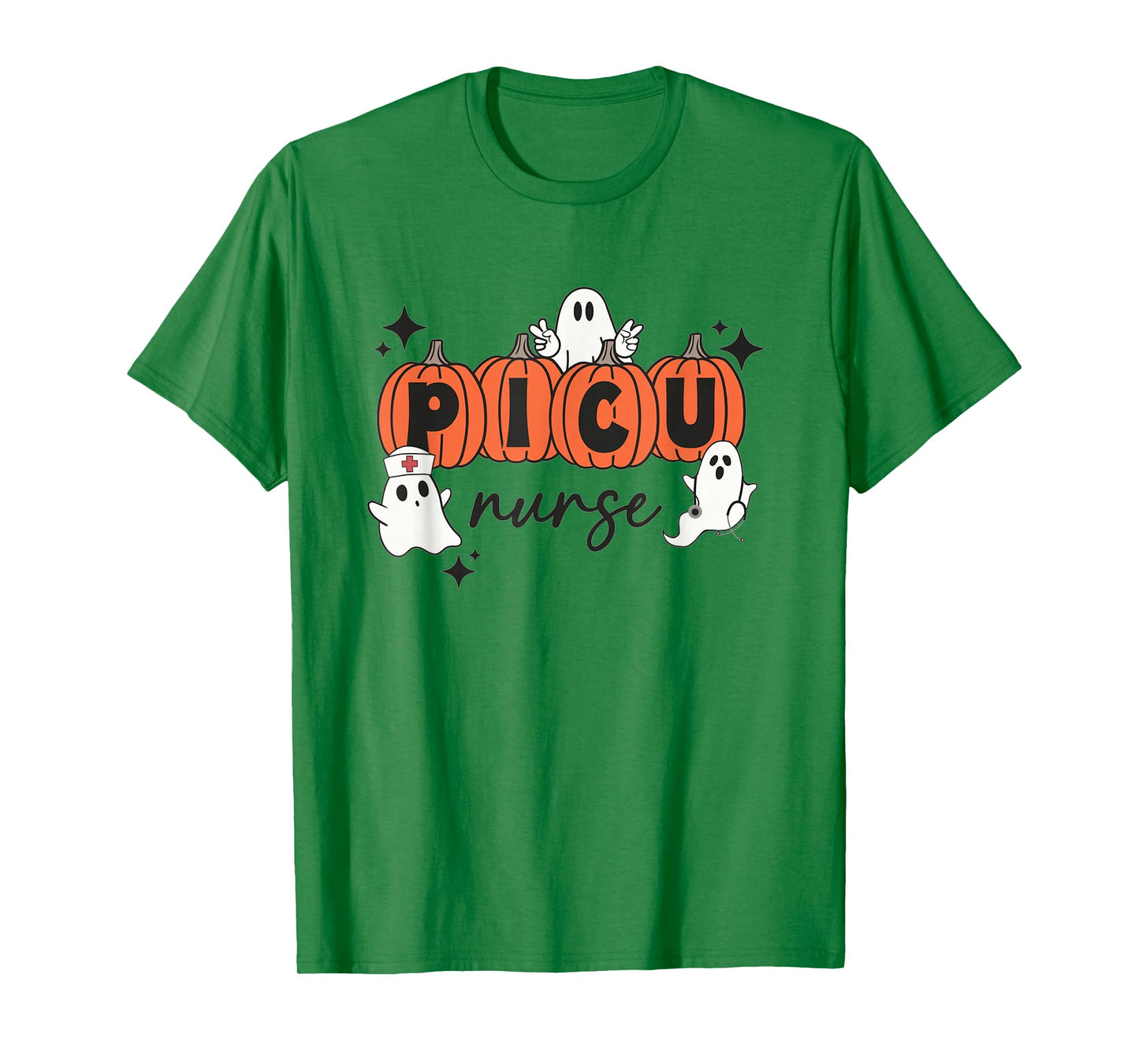 Cute Ghosts PICU Nurse Halloween Pumpkins Pediatric ICU T-Shirt
