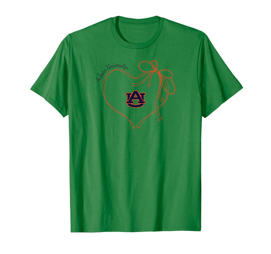 Auburn Tigers Bow Heart White Officially Licensed T-Shirt