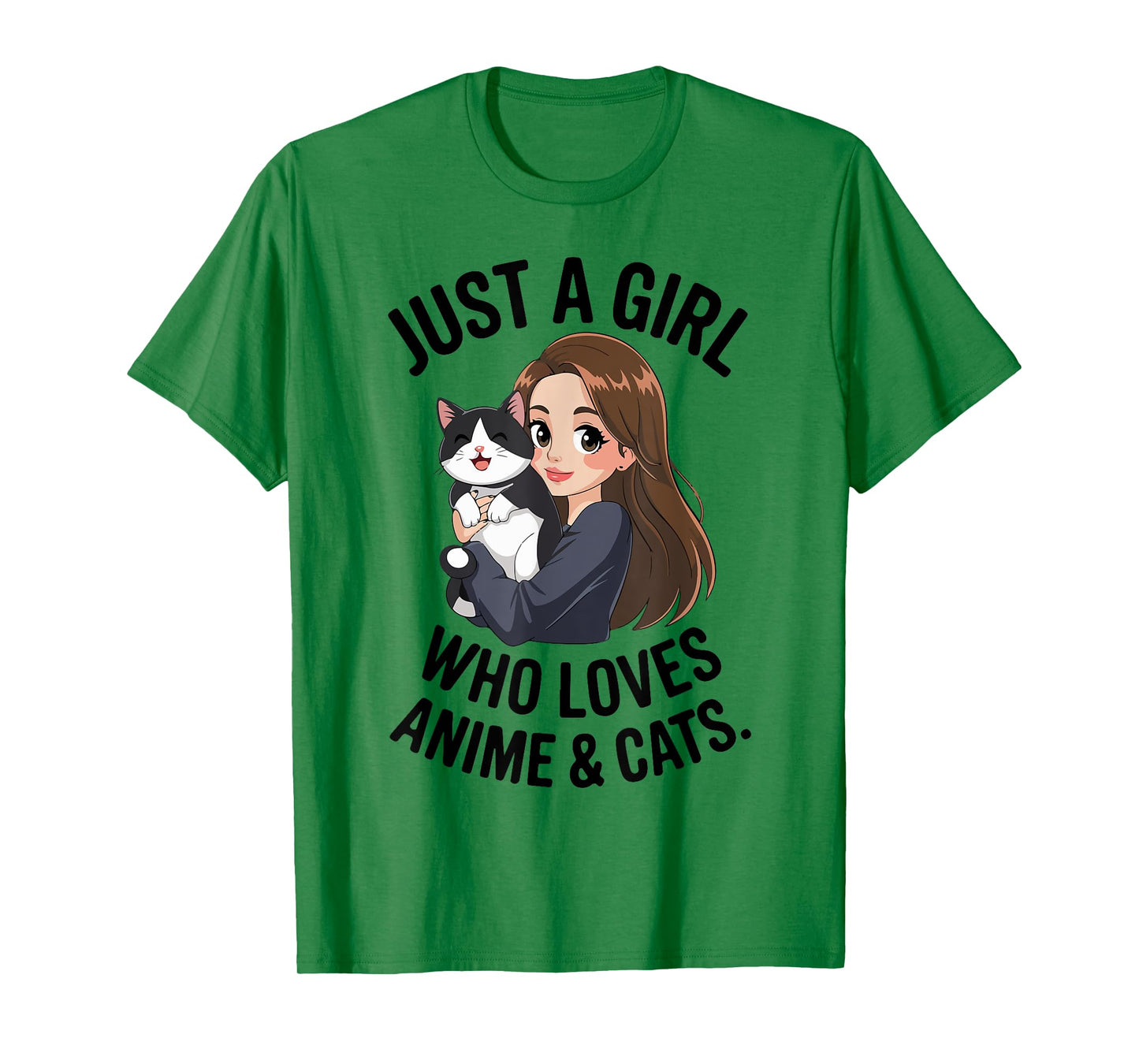 Just A Girl Who Loves Anime & Tuxedo Cats Cute Mama Mom Teen T-Shirt