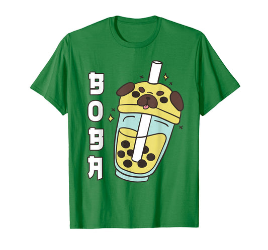 Cute Pug Boba Tea Toddler Girl Kid Dog Mom Lover Gift Kawaii T-Shirt