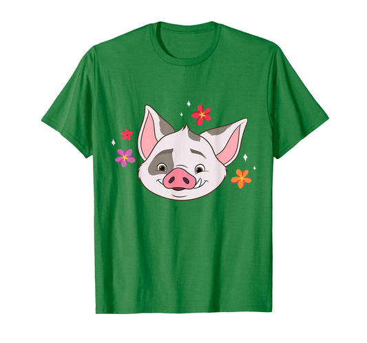 Disney Moana 2 Big Face Pua Tropical Flowers Cute Costume T-Shirt