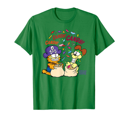 Garfield Candy! Candy! Candy! Halloween Cartoon Cat T-Shirt