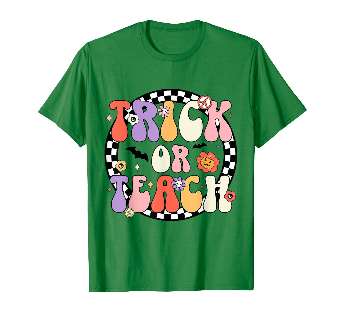 Trick or Teach Retro Groovy Halloween Teacher T-Shirt