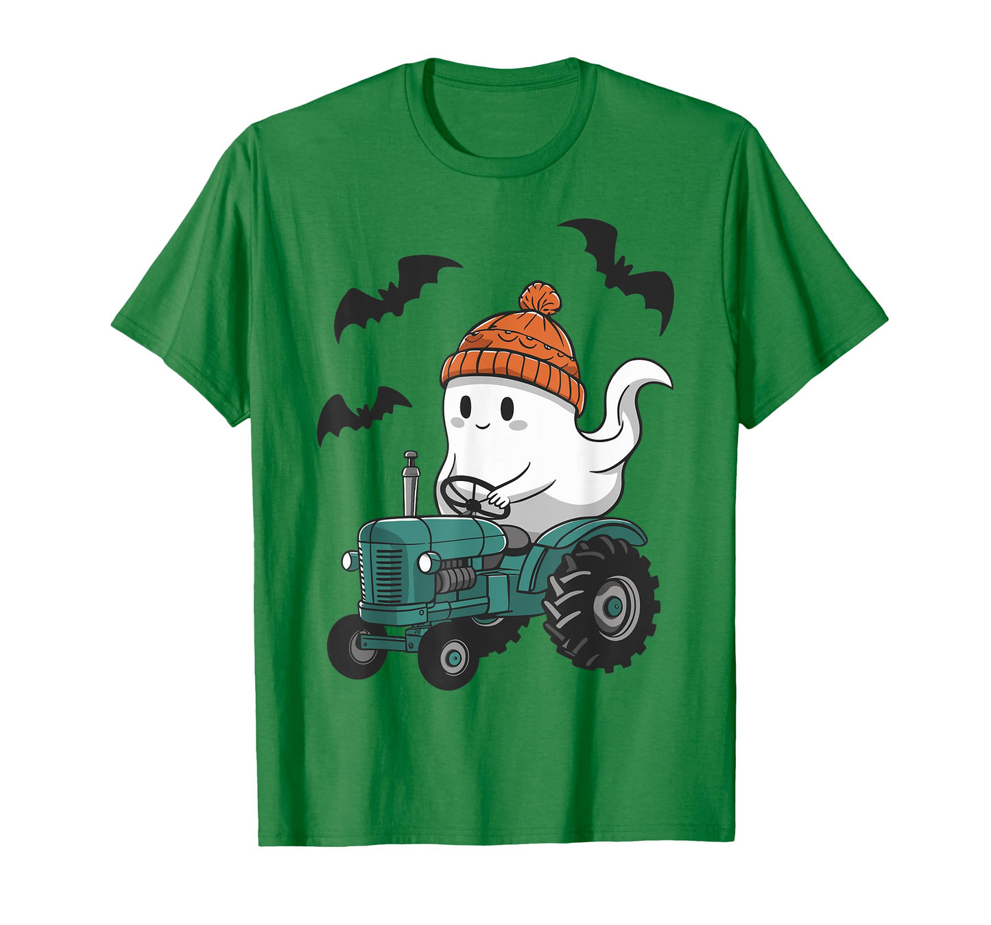 Cute Ghost Riding Tractor Lovers Spooky Halloween Farmer T-Shirt
