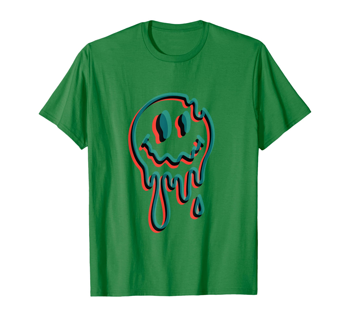 Melting Smiling Face Glitch Trippy Dripping T-Shirt